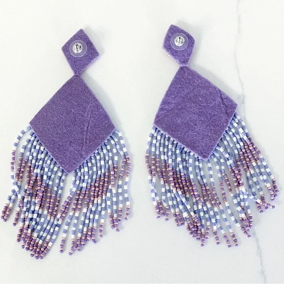 💝 FINAL SALE KAYLEE Handmade Beaded Tassel Earrings- Boho Drop Fringe Ea… - Picture 5 of 10